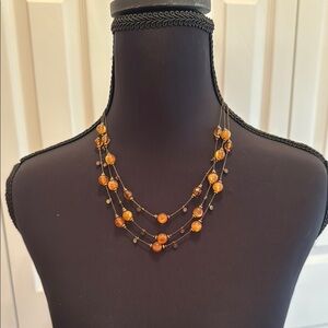 Orange Amber Necklace with Organic Design